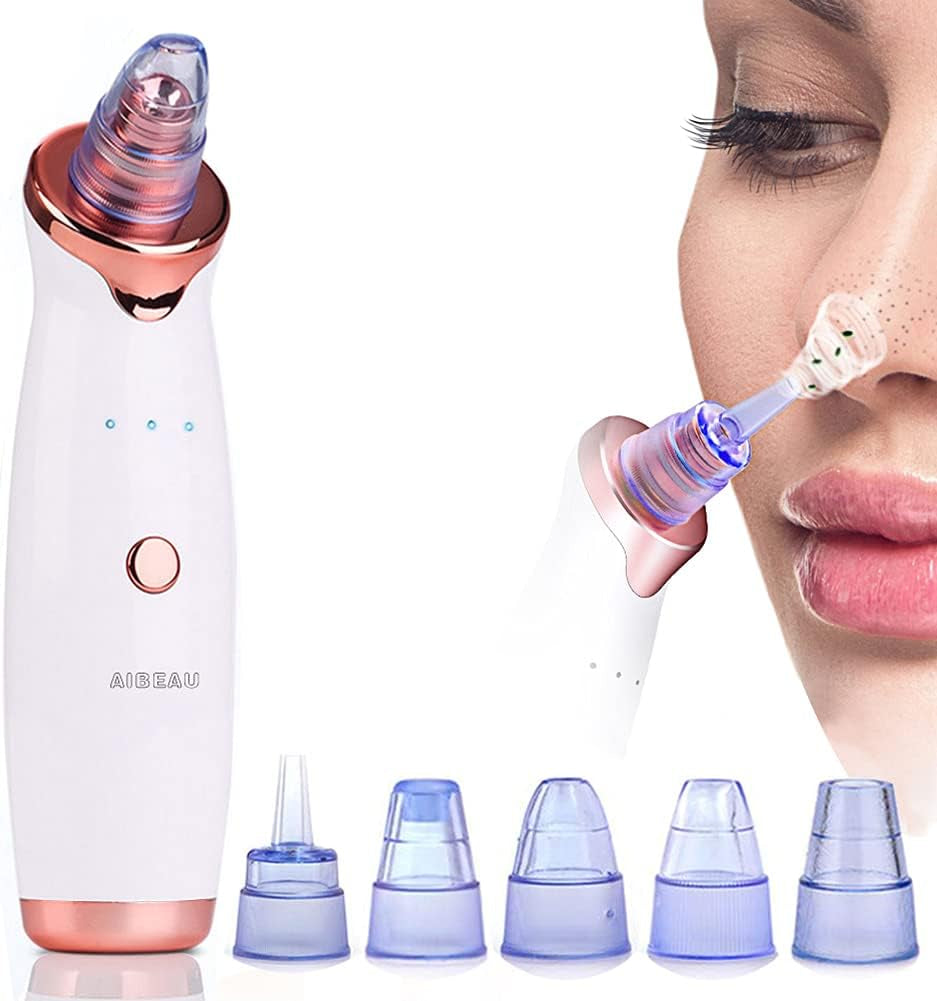 Blackhead Remover Electric Blackhead Vacuum Suction Rechargeable Whitehead Remover Tool Kite Cleanser with 5 Replaceable Heads